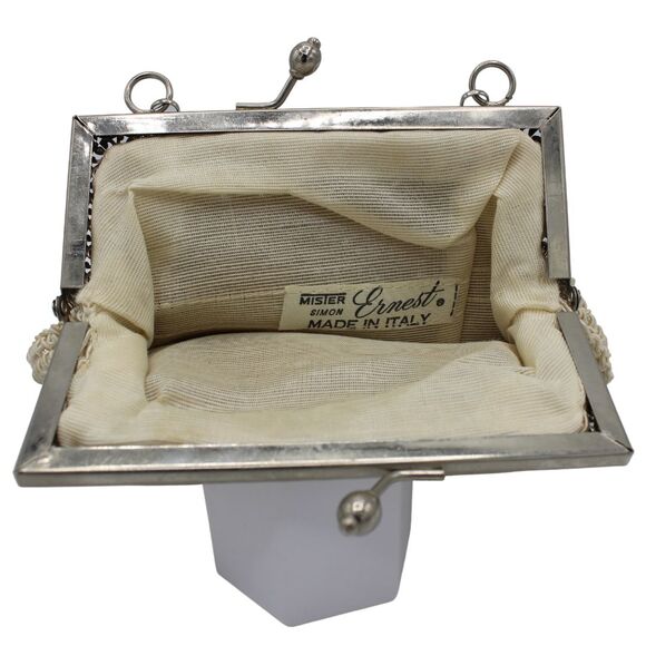 Vintage 1950s Mister Ernest Simon Italian Tapestry Handbag Purse w/ Silver Chain - Picture 3 of 6